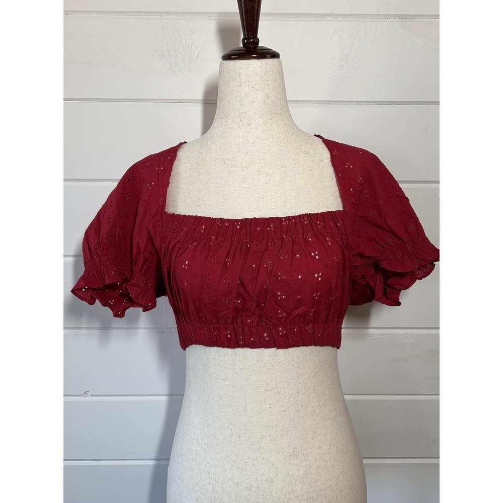 Revolve Luxe Red Eyelet Crop Top Bralette NWT